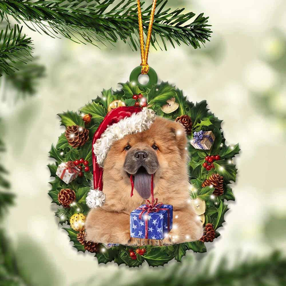 Chow Chow and Christmas Wreath Ornament gift for Chow Chow lover ornament OO3971