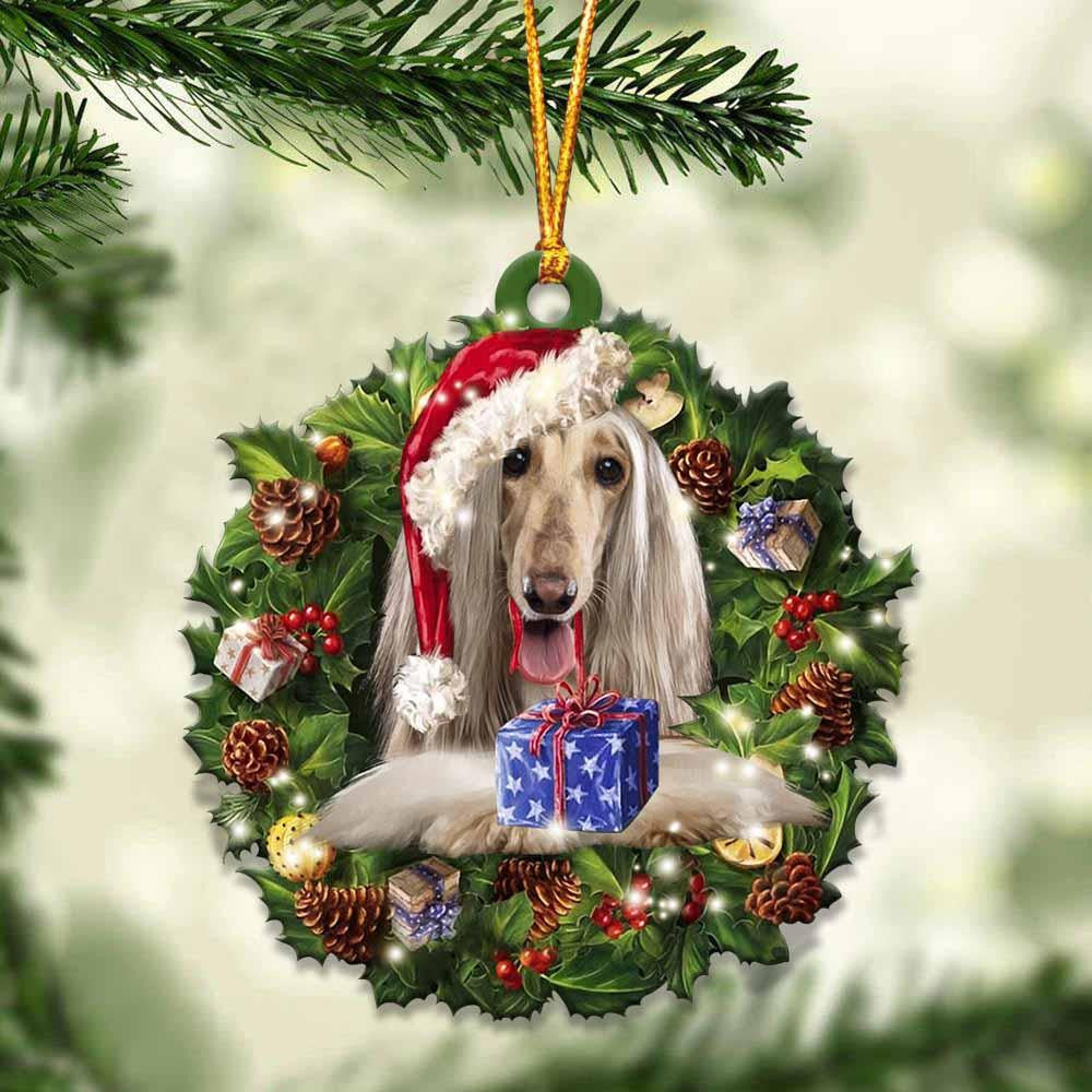 Afghan Hound and Christmas Wreath Ornament gift for Afghan Hound lover ornament OO3962