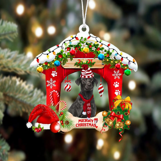 Black Labrador Christmas House Custom Shaped Two Sided Ornament OO3944