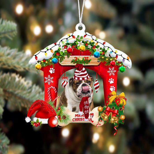 English Bulldog Christmas House Custom Shaped Two Sided Ornament OO3959