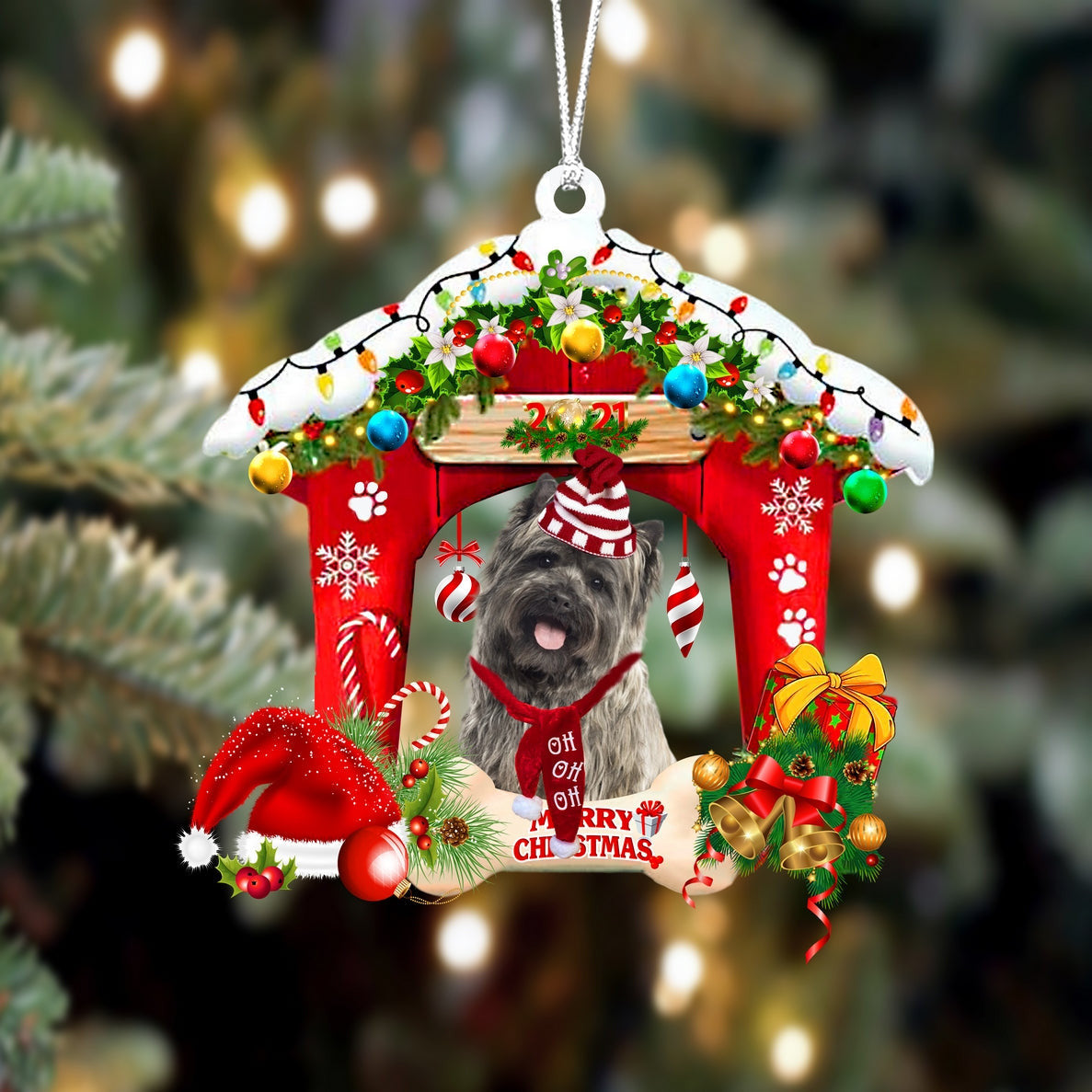 Cairn Terrier Christmas House Custom Shaped Two Sided Ornament OO3954