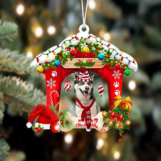 Siberian Husky Christmas House Custom Shaped Two Sided Ornament OO3928