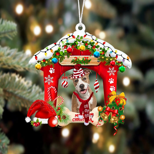 Pitbull Christmas House Custom Shaped Two Sided Ornament OO3940