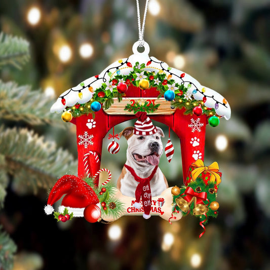 American Staffordshire Terrier Christmas House Custom Shaped Two Sided Ornament OO3941