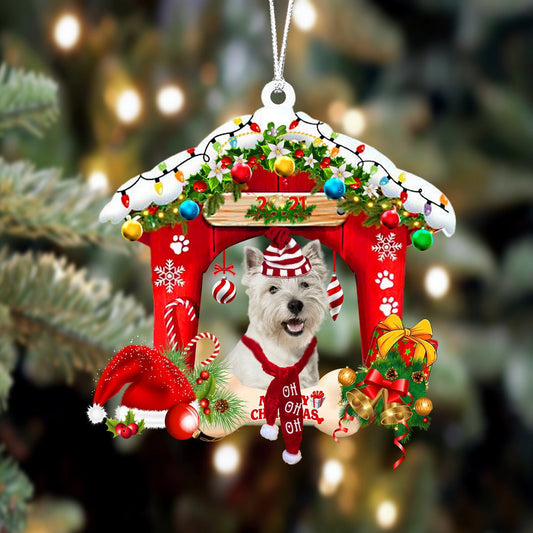 West Highland White Terrier Christmas House Custom Shaped Two Sided Ornament OO3934