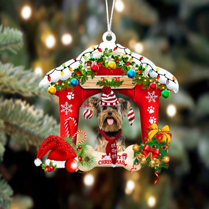 Yorkshire Terrier Christmas House Custom Shaped Two Sided Ornament OO3914