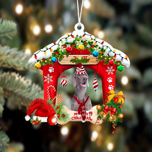 Weimaraner Christmas House Custom Shaped Two Sided Ornament OO3937