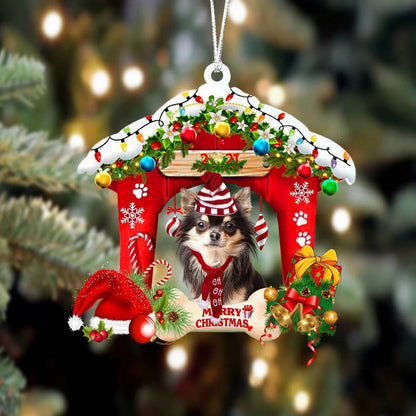 Chihuahua Christmas House Custom Shaped Two Sided Ornament OO3947