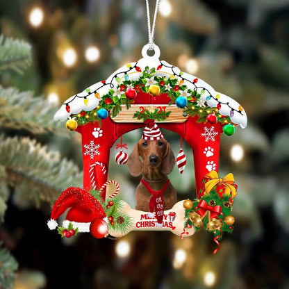 Dachshund Christmas House Custom Shaped Two Sided Ornament OO3945