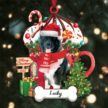 Personalized Ho Ho Ho Akita Dog Christmas Ornament for Christmas Tree Decor OO3911