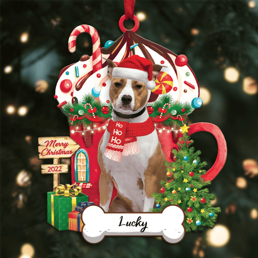 Personalized Ho Ho Ho American Staffordshire Terrier Dog Christmas Ornament OO3909