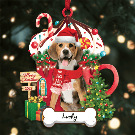 Personalized Ho Ho Ho Beagle Dog Christmas Ornament for Christmas Tree Decor OO3906