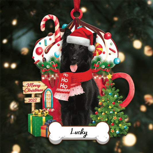 Personalized Ho Ho Ho Belgian shepherd Dog Christmas Ornament for Christmas Tree Decor OO3905