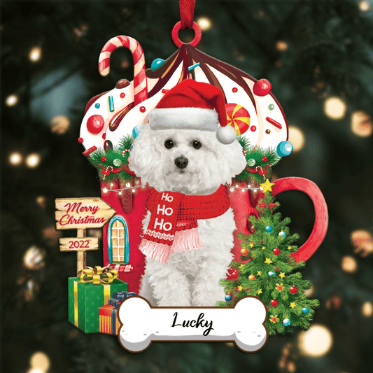 Personalized Ho Ho Ho Bichon Frise Dog Christmas Ornament for Christmas Tree Decor OO3903