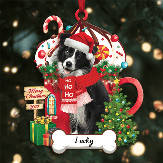 Personalized Ho Ho Ho Border Collie Dog Christmas Ornament for Christmas Tree Decor OO3902