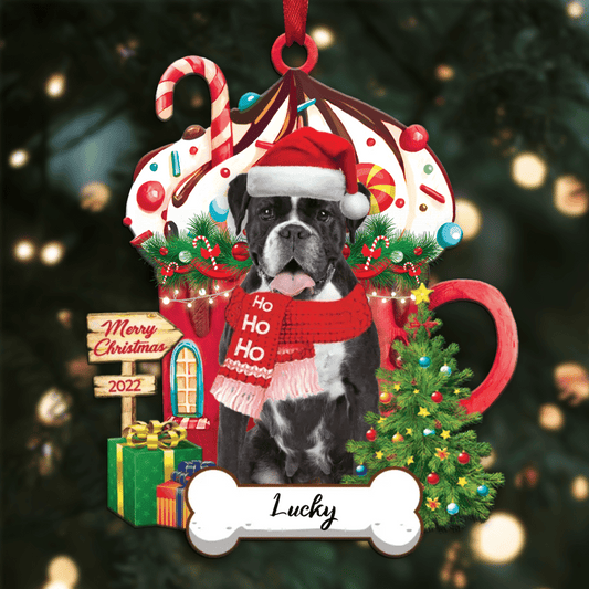 Personalized Ho Ho Ho Boxer Dog Christmas Ornament for Christmas Tree Decor OO3900