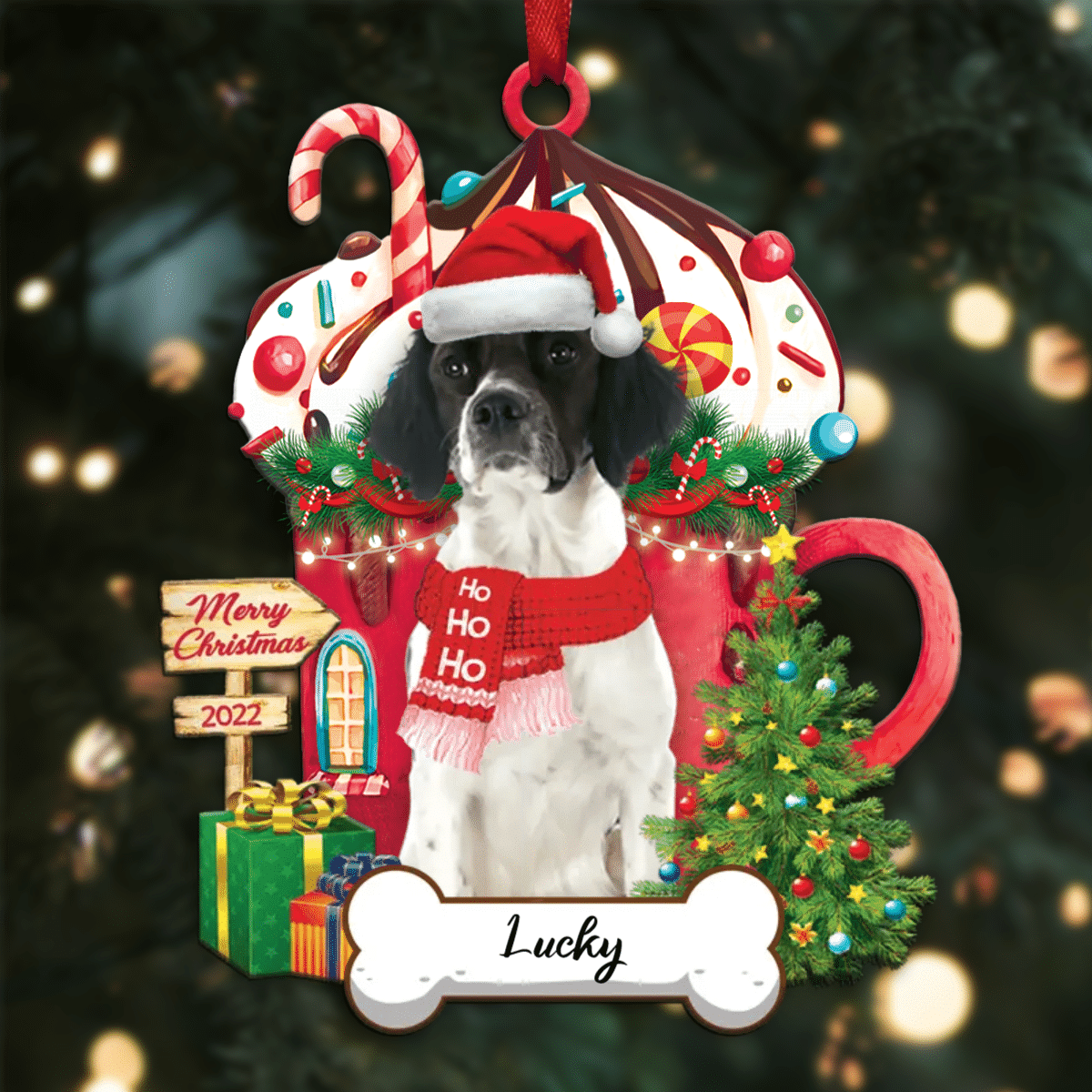 Personalized Ho Ho Ho Brittany Dog Christmas Ornament for Christmas Tree Decor SO1279