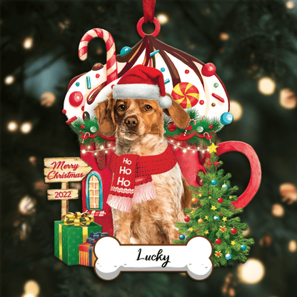 Personalized Ho Ho Ho Brittany Dog Christmas Ornament for Christmas Tree Decor SO1279