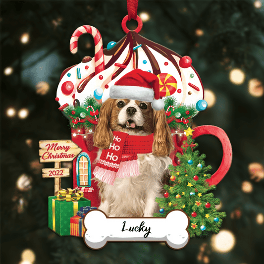 Personalized Ho Ho Ho Cavalier King Charles Spaniel Dog Christmas Ornament OO3898