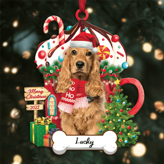 Personalized Ho Ho Ho Cocker Dog Christmas Ornament for Christmas Tree Decor OO3894