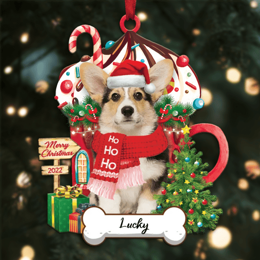 Personalized Ho Ho Ho Corgi Dog Christmas Ornament for Christmas Tree Decor OO3893