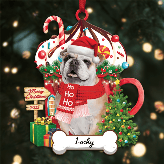 Personalized Ho Ho Ho English British Bulldog Dog Christmas Ornament for Dog Lovers OO3889