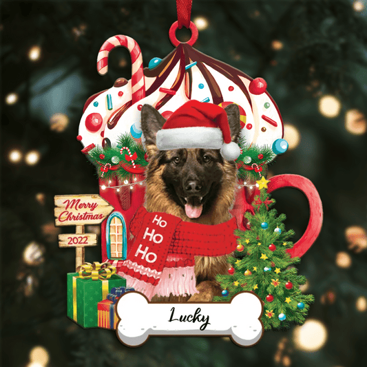 Personalized Ho Ho Ho German Shepherd Dog Christmas Ornament for Dog Lovers OO3887