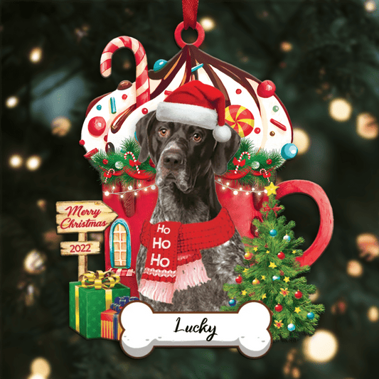 Personalized Ho Ho Ho German Shorthaired Pointer Dog Christmas Ornament for Dog Lovers OO3886