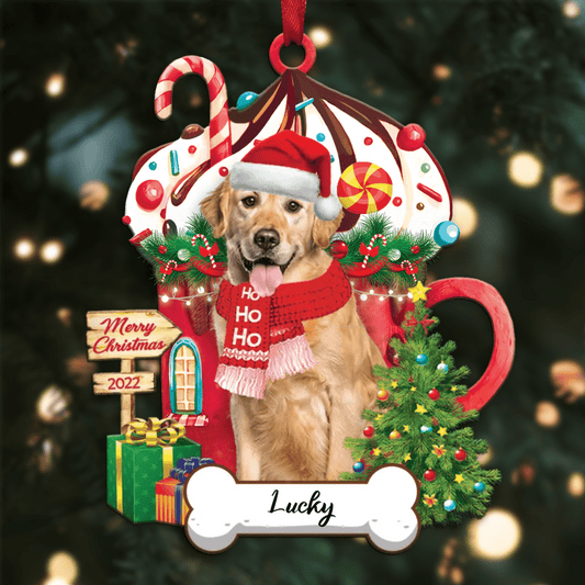 Personalized Ho Ho Ho Golden Retriever Dog Christmas Ornament for Dog Lovers OO3885