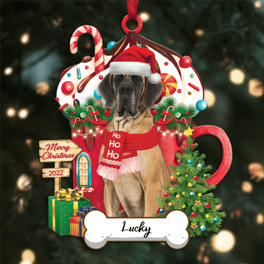 Personalized Ho Ho Ho Great Dane Dog Christmas Ornament for Dog Lovers OO3884