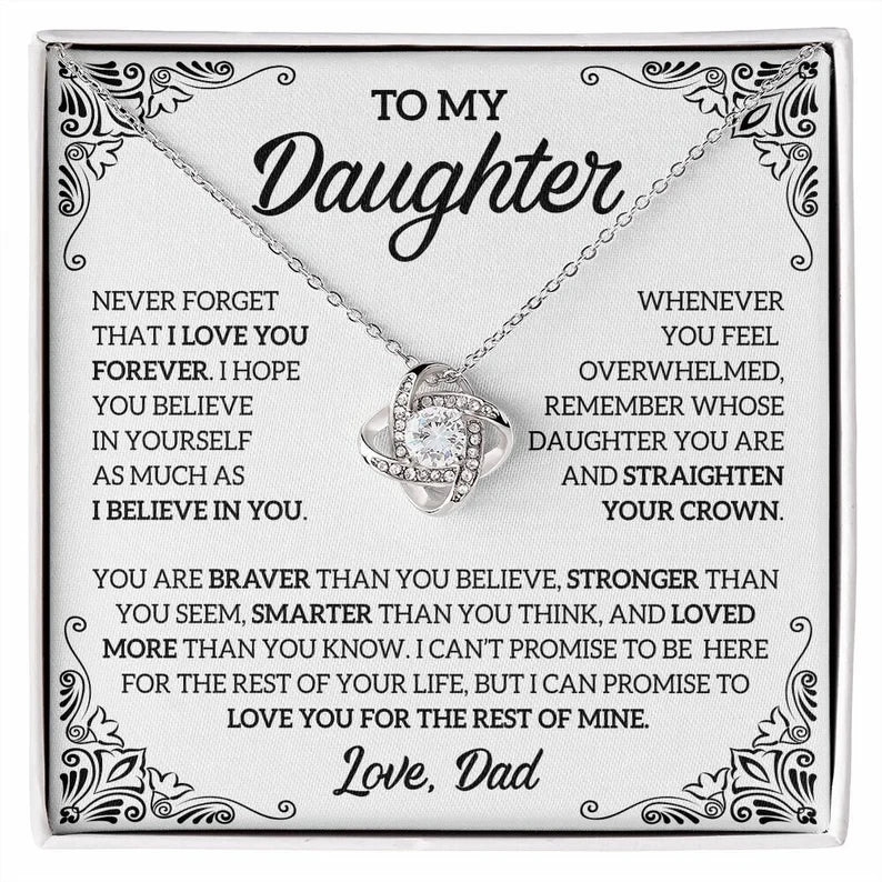 To My Daughter necklace, Gift From Dad, Daughter Gift, Daughter Necklace, Love Knot Necklace SO0274