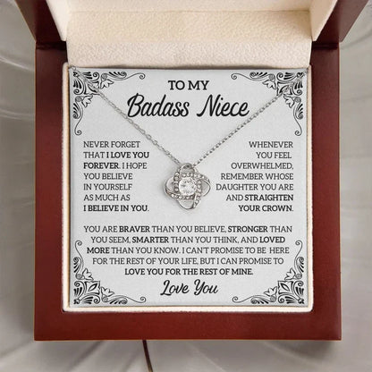 To My Badass Niece Necklace, Love Knot Necklace, Badass Niece Gift SO0054