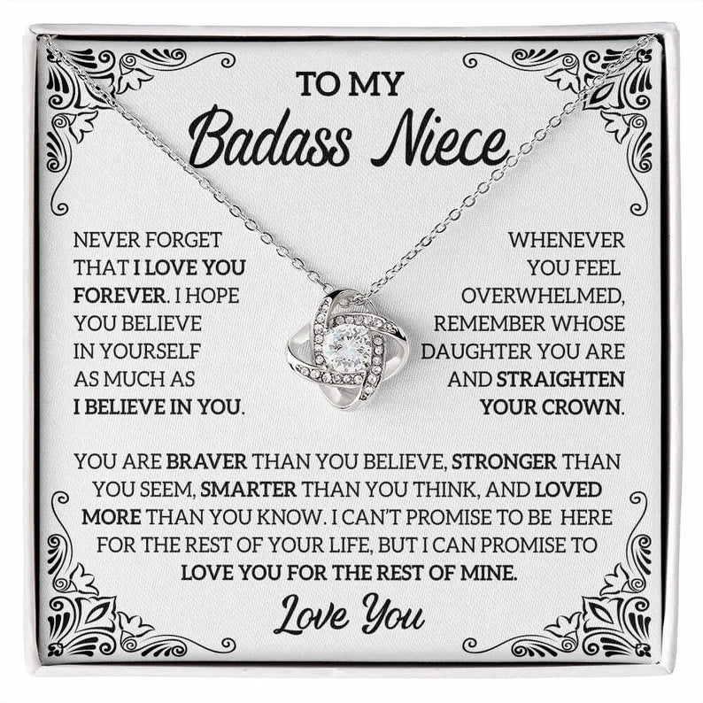 To My Badass Niece Necklace, Love Knot Necklace, Badass Niece Gift SO0054