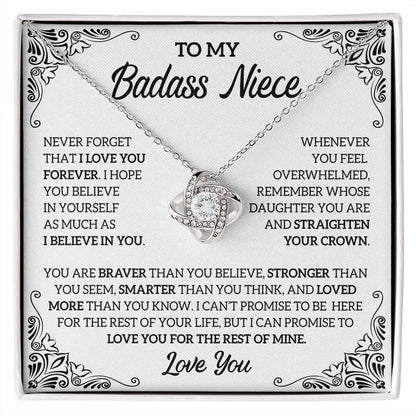 To My Badass Niece Necklace, Love Knot Necklace, Badass Niece Gift SO0054