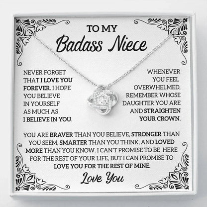 To My Badass Niece Necklace, Love Knot Necklace, Badass Niece Gift SO0054