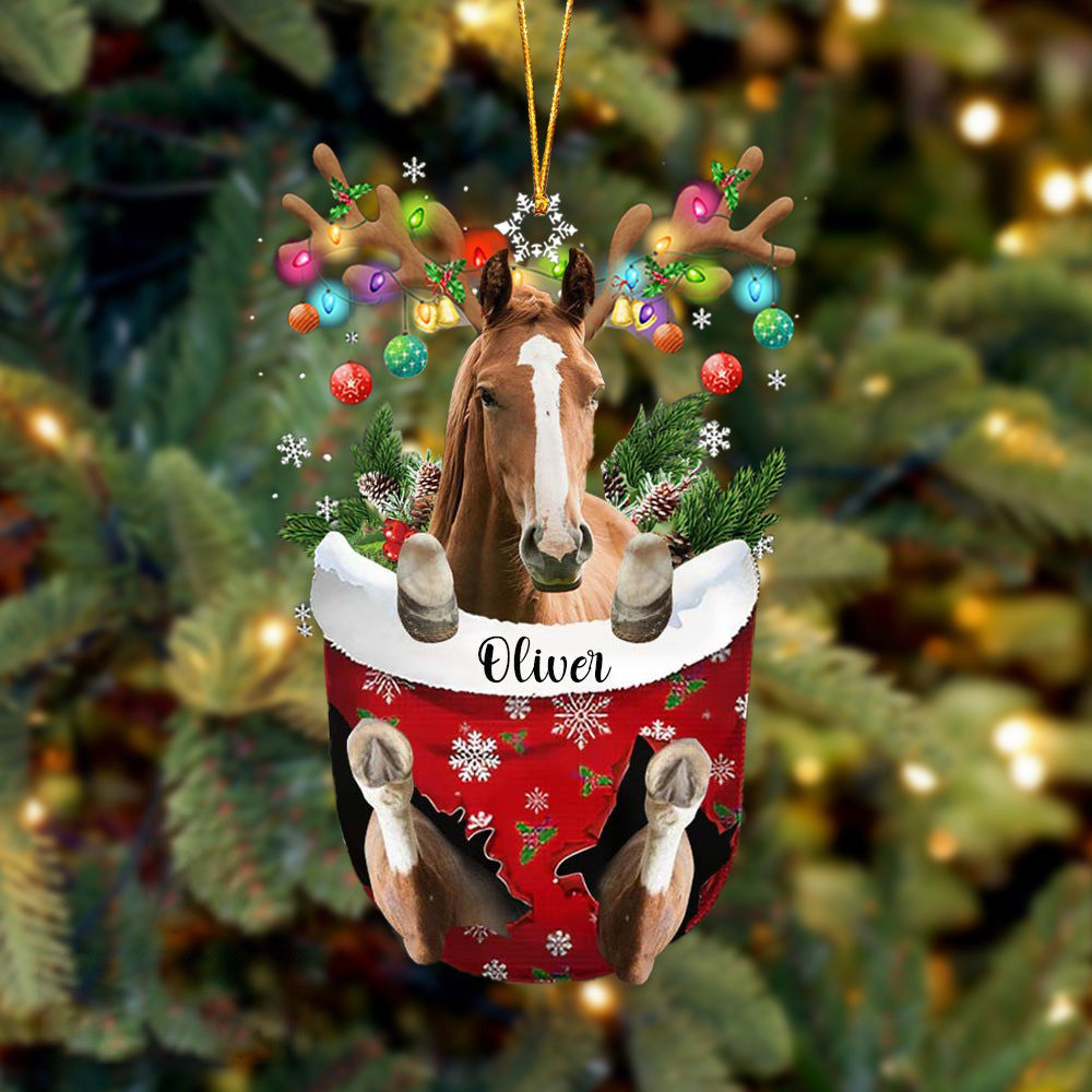 Lasfour Horse In Pocket Christmas Ornament Flat Acrylic Farmhouse Ornament OO3806