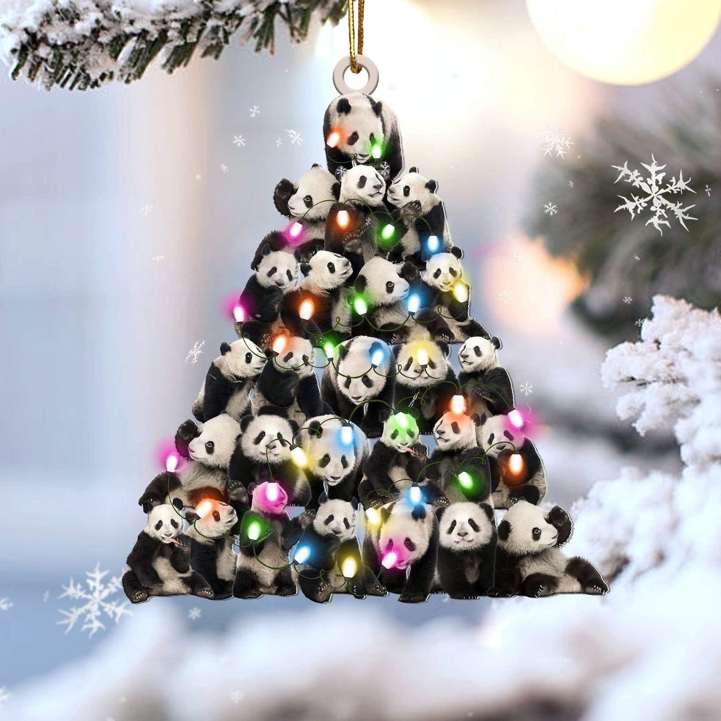 Panda Christmas Tree Shaped Ornament For Panda Lovers Flat Acrylic Ornaments OO3804