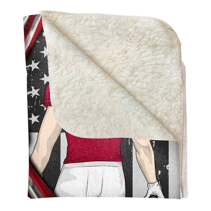 Personalized American Football Flag Fleece Blanket, Football Sherpa Blanket Team Gift for Him BD0017