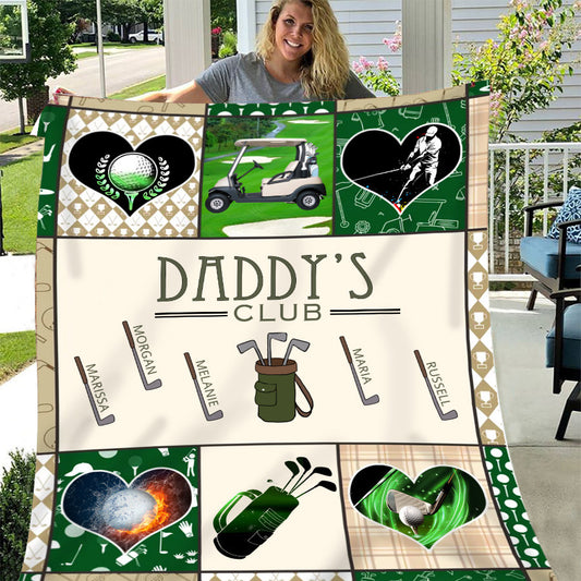 Personalized Golf Blanket for Dad Gift from Daughter and Son, Grandpa’s Golf Club, Father’s Day Golf Gift BD0034