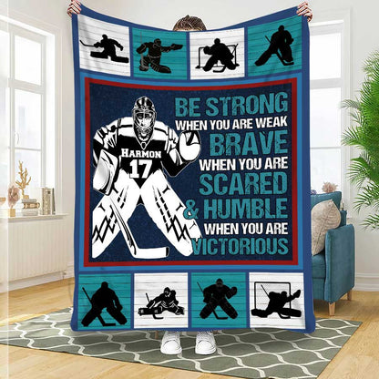 Custom Hockey Blanket To My Dearest Grandson from Grandma & Grandpa, Grandson Hockey Birthday Gift BD0047