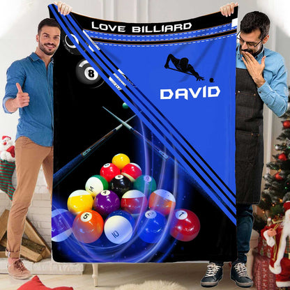 Personalized Billiard Blanket, Custom Name Billiard Throw Blanket for Billiard Lovers, Gift for Husband, Son BD0049