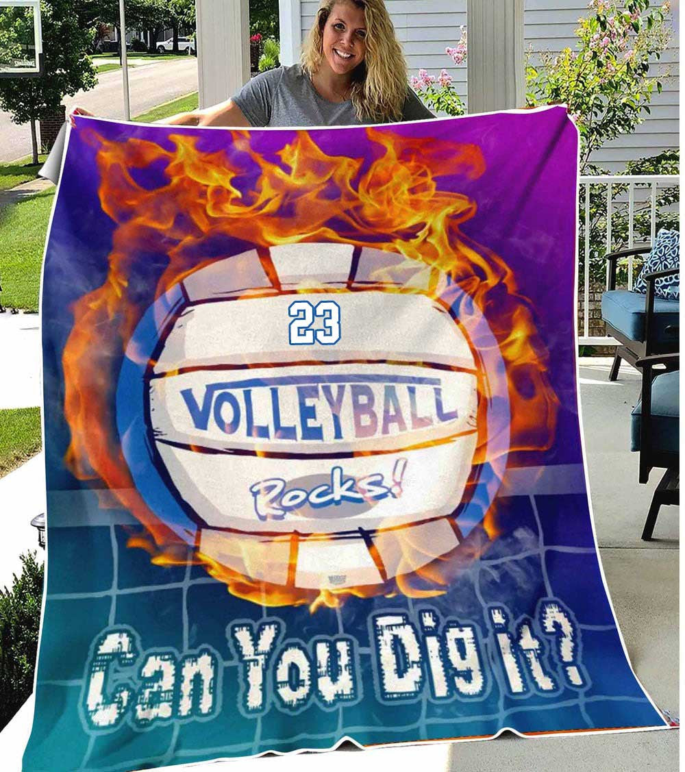 Personalized Volleyball Female American Flag Blanket For Volleyball Player Team Gift, Gift for Mom, Daughter BD0058