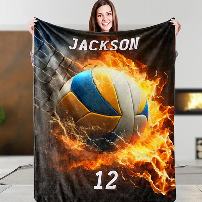 Personalized Volleyball Female American Flag Blanket For Volleyball Player Team Gift, Gift for Mom, Daughter BD0058