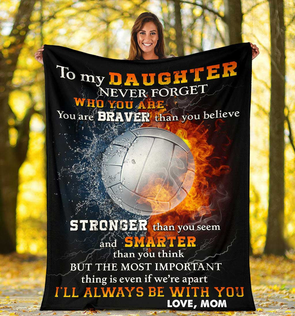 Personalized Volleyball Letter Blanket, To My Daughter Volleyball Girl Sherpa Fleece Blanket Gift from Mom BD0061