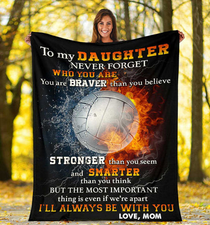 Personalized Volleyball Letter Blanket, To My Daughter Volleyball Girl Sherpa Fleece Blanket Gift from Mom BD0061