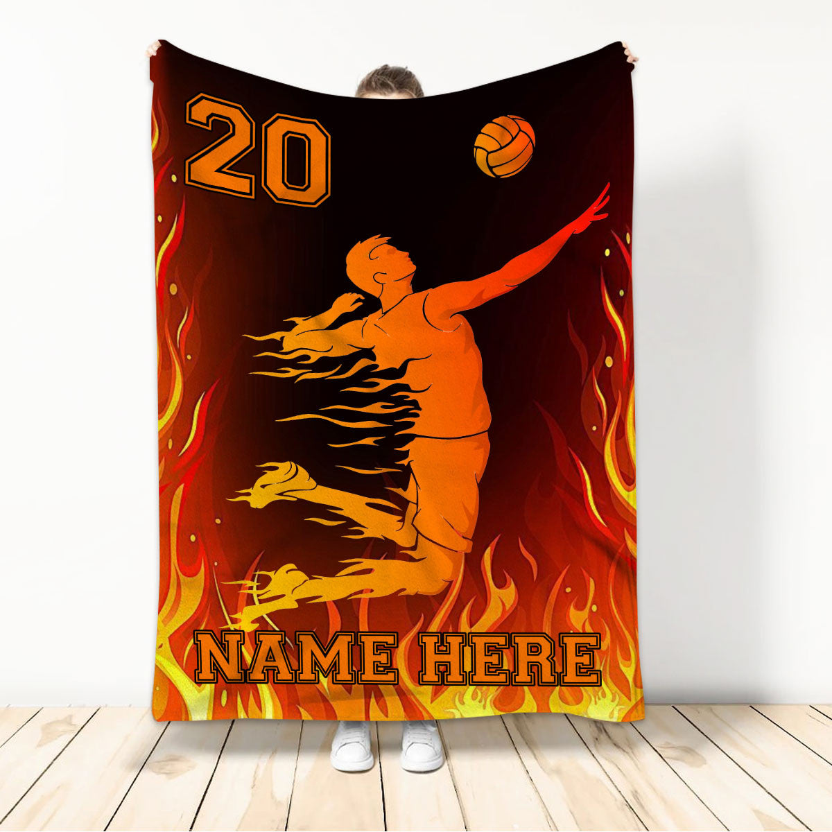 Customized Volleyball Man American Flag Blanket Volleyball Team Gift for Son, Husband BD0064