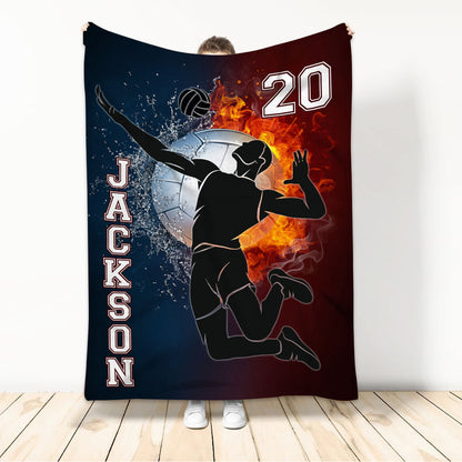 Customized Volleyball Man American Flag Blanket Volleyball Team Gift for Son, Husband BD0064