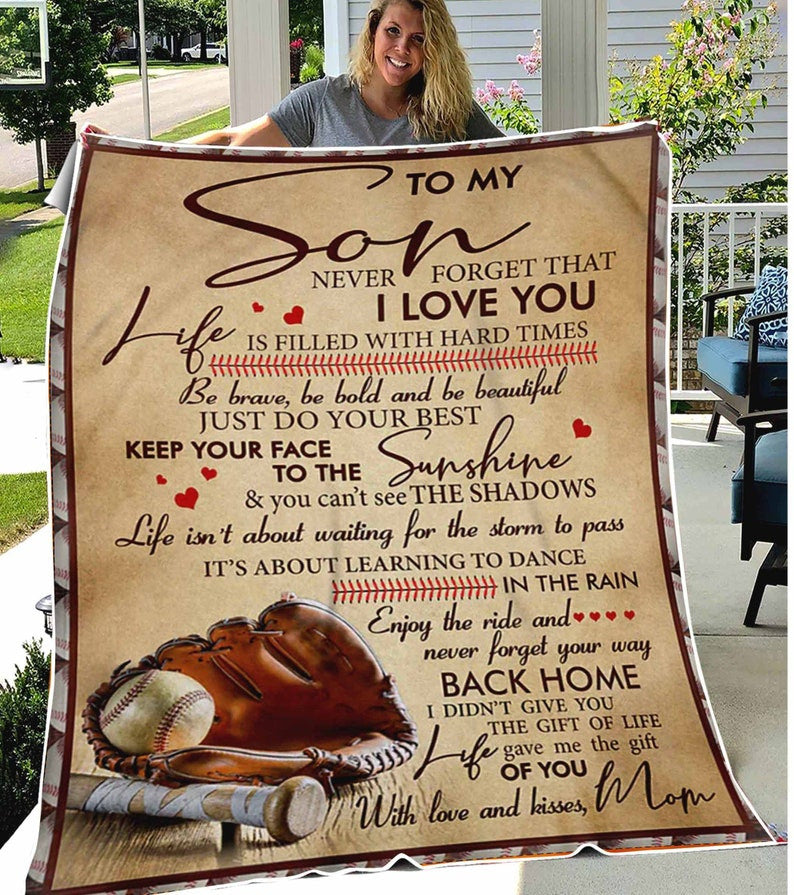 Personalized To My Son Baseball Blanket from Mom, Son Birthday Gift BD0071