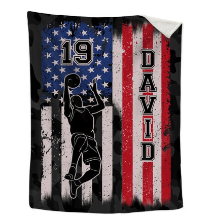 Personalized Basketball Throw Blanket, Basketball Players Name and Number, Gift for Son BD0091