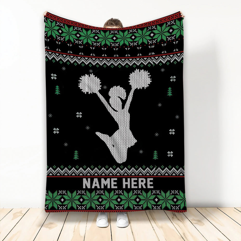 Personalized Cheerleading Christmas Blanket, Cheerleader Team Gift for Bestie, Friends BD0079